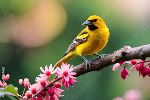 yellow bird on branch © Izhar