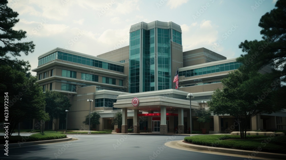 Hospital Building Exterior, Generative AI Hospital Building Exterior, Generative AI