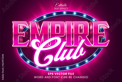 Neon pink empire club 3d editable text effect