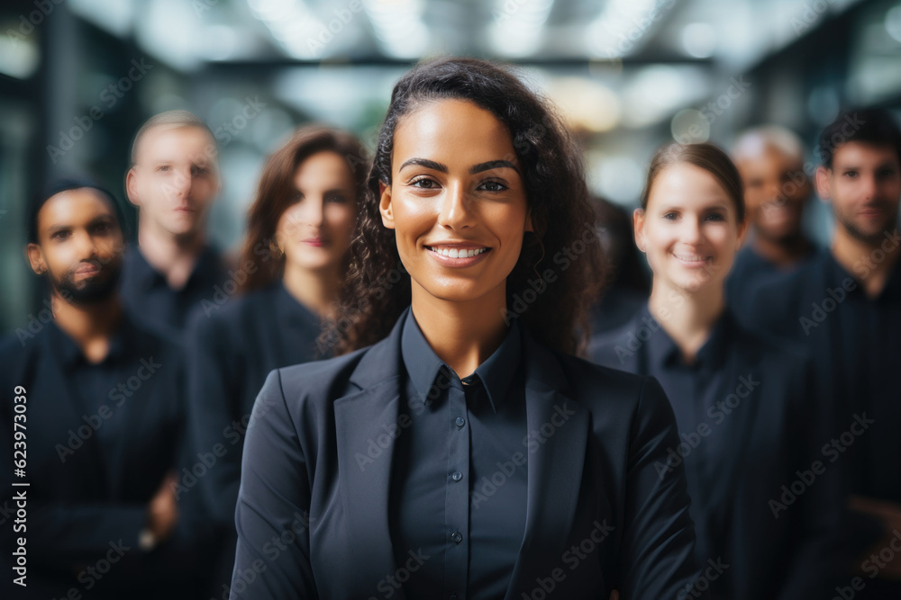 Portrait of black businesswoman and team Portrait of black businesswoman and team