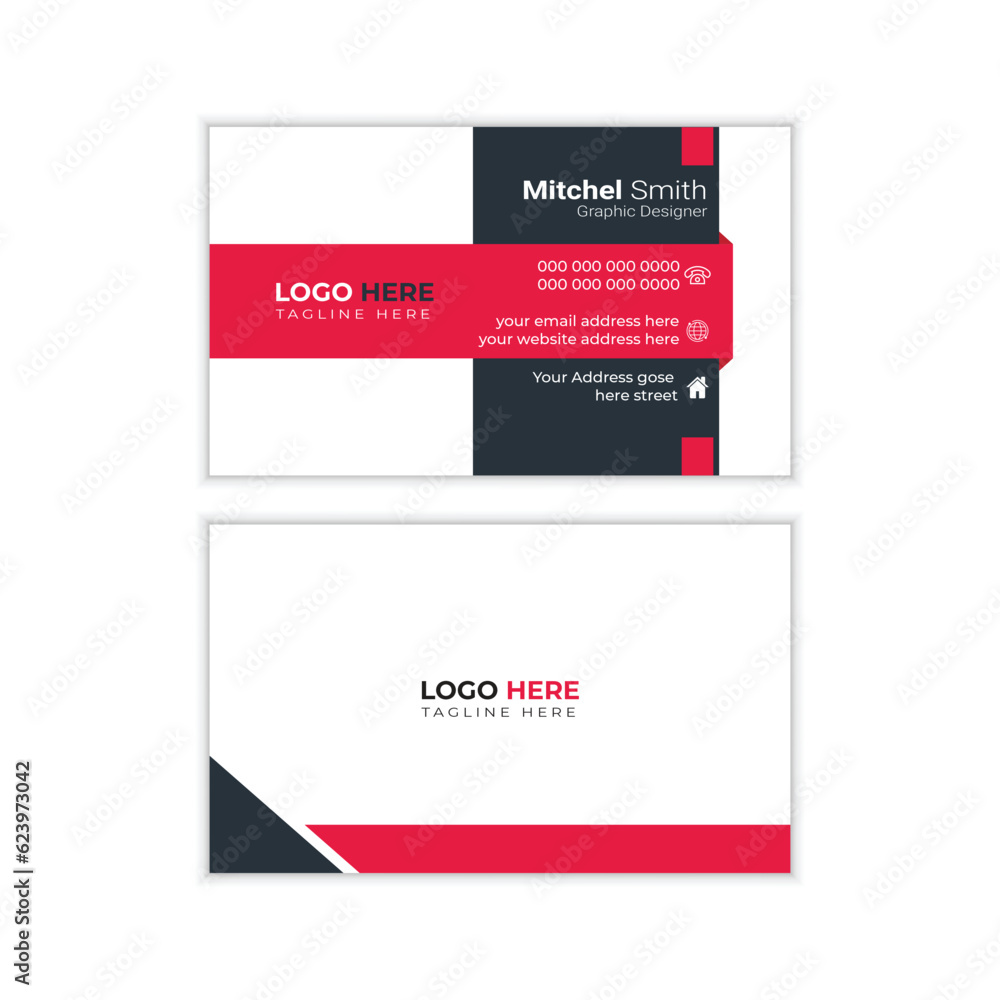 Fototapeta premium Creative and modern business card template. Minimal Individual Business Card Layout. Simple Business Card. Modern presentation card. Vector business card template. Visiting card for business