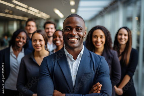 The black business team's smart arms crossed and smile