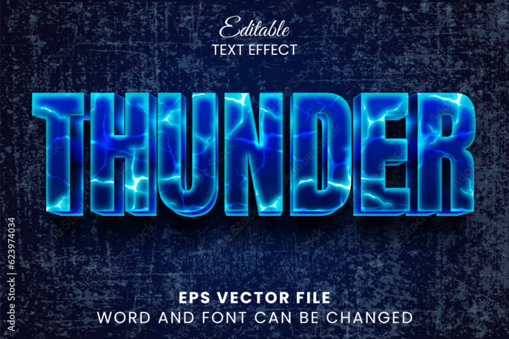 Neon blue thunder 3d text effect