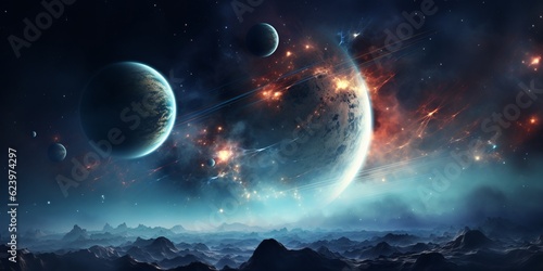 Realistic Abstract Planets and Space Background: Cosmic Artistic Vision