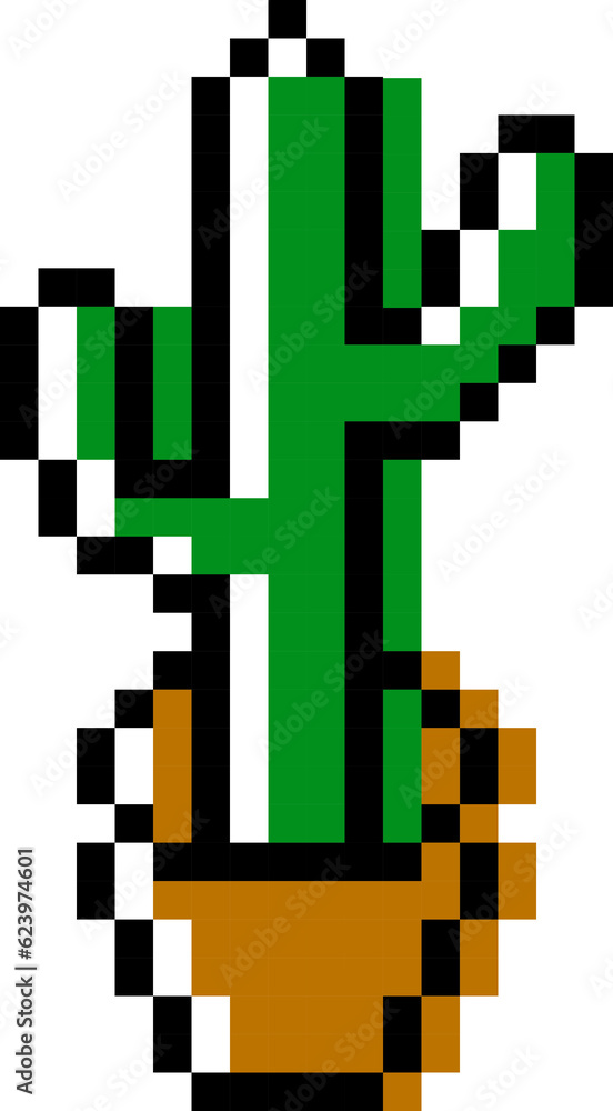 Fototapeta premium cactus cartoon icon in pixel style