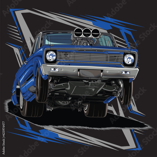 blue drag race splash racing car splash isolated in gray background for business elements, screen printing, digital printing,DGT,DFT and poster.