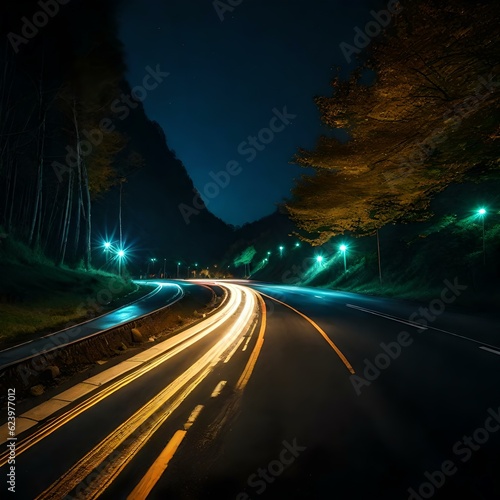 highway at night generated ai