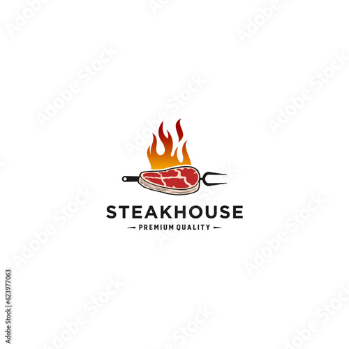steakhouse  logo template vector in white background