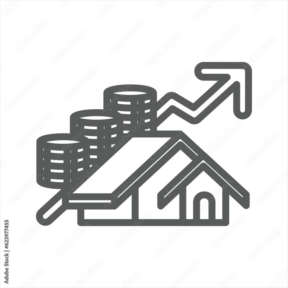 House prices Rising Simple Line Icon
House prices Rising Simple Line Icon