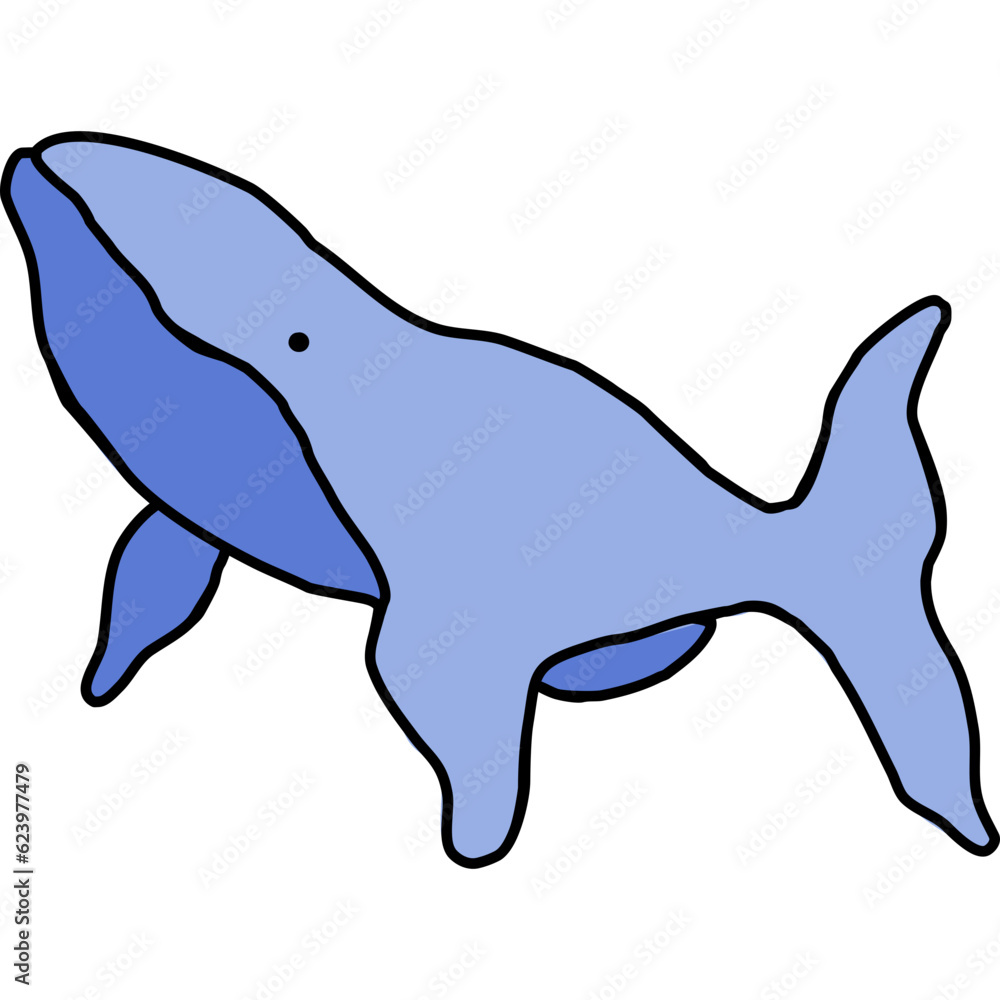 blue whale icon cartoon style