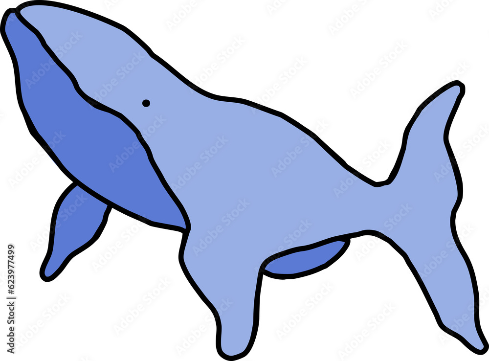 Naklejka premium blue whale icon cartoon style