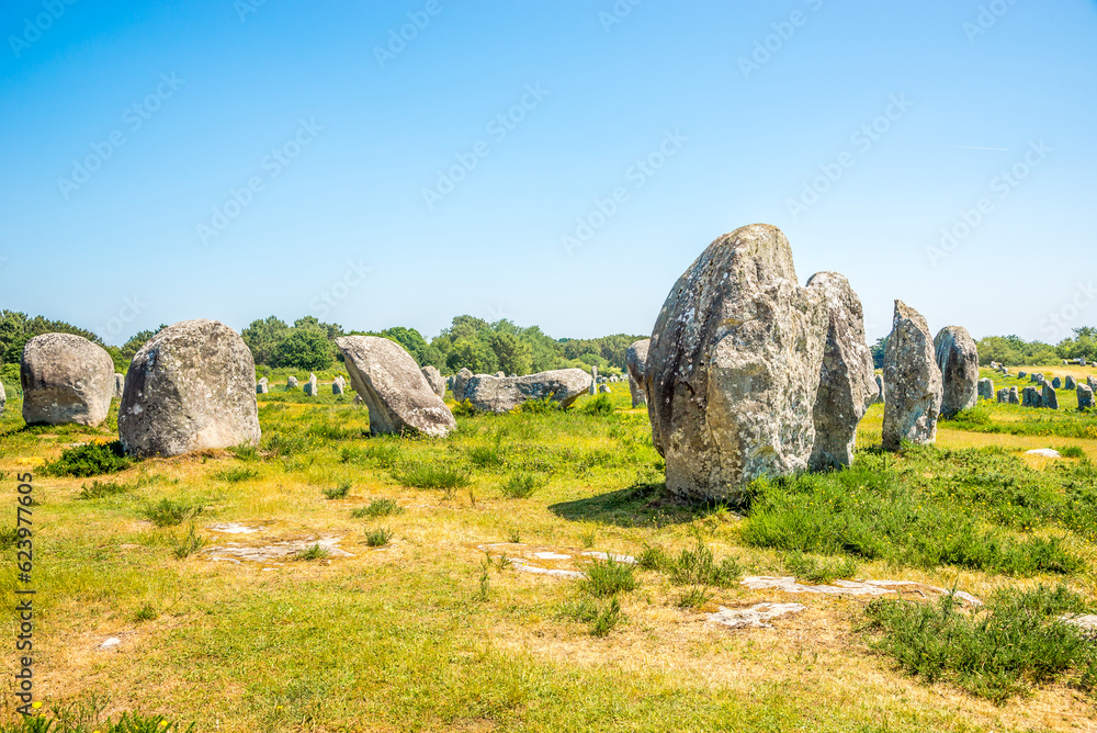 Carnac stones are an exceptionally dense collection of megalithic sites near the south coast of Brittany in northwestern France