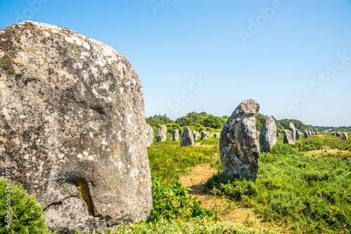 Carnac stones are an exceptionally dense collection of megalithic sites near the south coast of Brittany in northwestern France