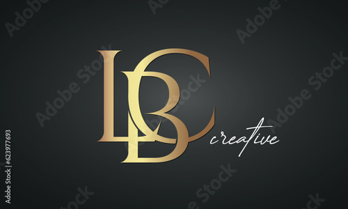 luxury letters LBC golden logo icon premium monogram, creative royal logo design	 photo