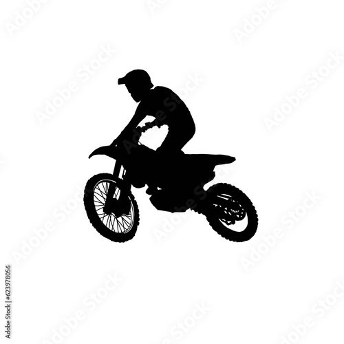 Motocross silhouette. Black and white motocross illustration.