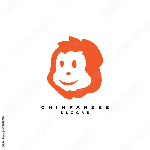 Funny monkey or chimpanzee kid face logo design vector