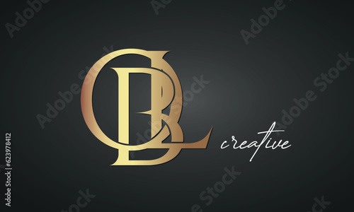 luxury letters OBL golden logo icon premium monogram, creative royal logo design	 photo