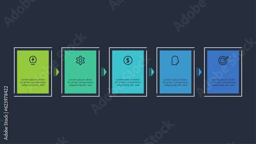 Rectangles infographic with 5 steps, options, parts or processes. Business data visualization.