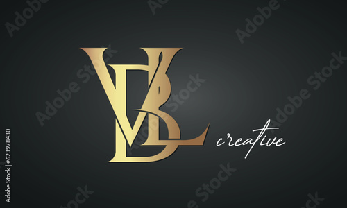 luxury letters VBL golden logo icon premium monogram, creative royal logo design	 photo