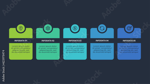 Rectangles infographic with 5 steps, options, parts or processes. Business data visualization.