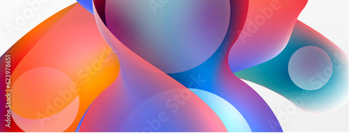 Fluid abstract background, round shapes and circle flowing design for wallpaper, banner, background or landing