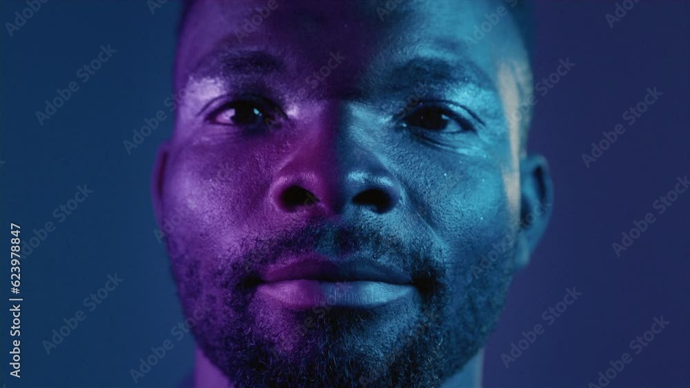 Close up portrait of a beautiful African American man in the studio ...