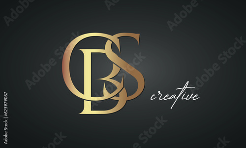 luxury letters CBS golden logo icon premium monogram, creative royal logo design	