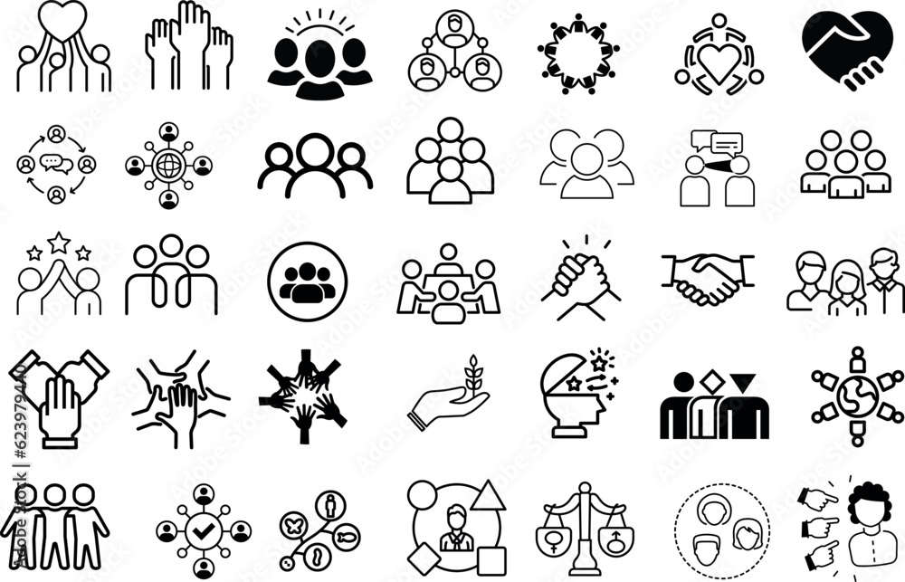 Community and People Vector Illustrations Celebrating Diversity. This vector set features 35