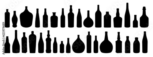 The set of silhouettes of glass bottles. 