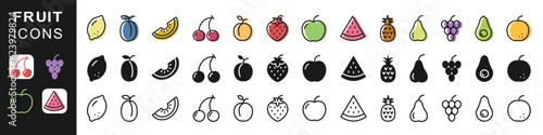 Leinwand Poster Fruits icon set