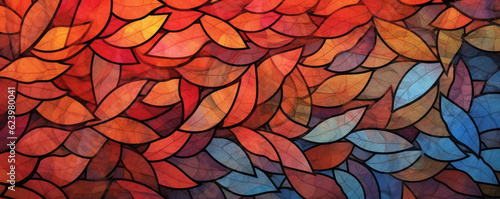 Autumn Colored Leaves Background extreme closeup. Generative AI