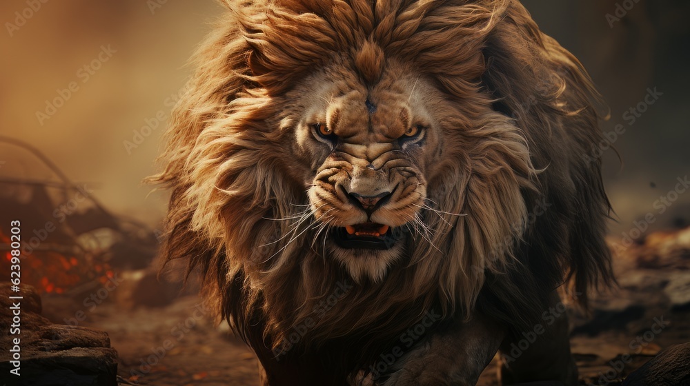 Cinematic image realistic epic lion king made with generative AI