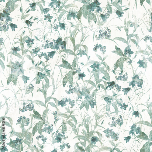 Bellflowers Wallpaper Decorative seamless pattern. Repeating background. Tileable wallpaper print. 
