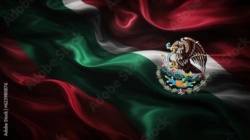 Illustrations and icons of the Mexican flag and the celebration of the holiday in the context of Mexico's Independence Day,AI generated.  #623980876