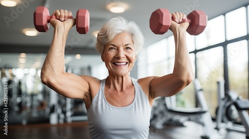 Obraz na płótnie senior person exercising with dumbbells