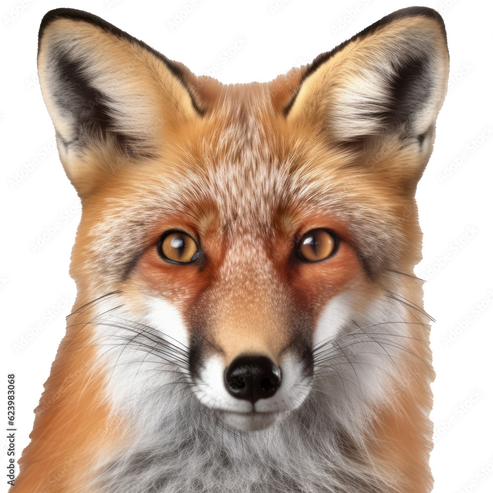 red fox isolated on white Generative AI 