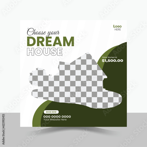 Modern Real Estate Social Media Post Design Template.