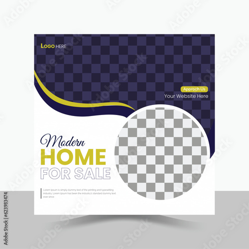 Modern Real Estate Social Media Post Design Template.