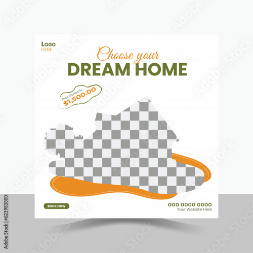 Modern Real Estate Social Media Post Design Template.