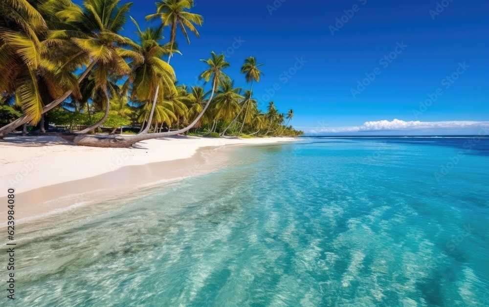 Beautiful beach with white sand and turquoise water, Generative AI