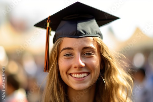 Portrait of a proud new college graduate celebrating the milestone of university graduation, Generative AI