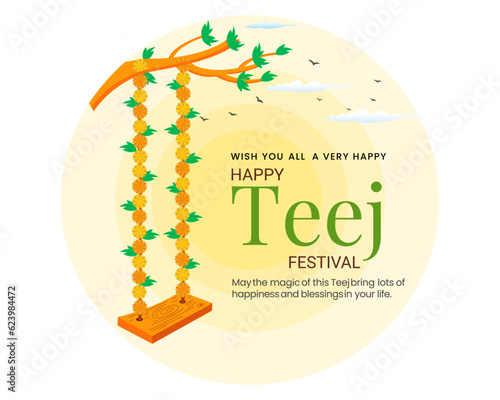 Happy haryali Teej  monsoon festival celebration of india photo
