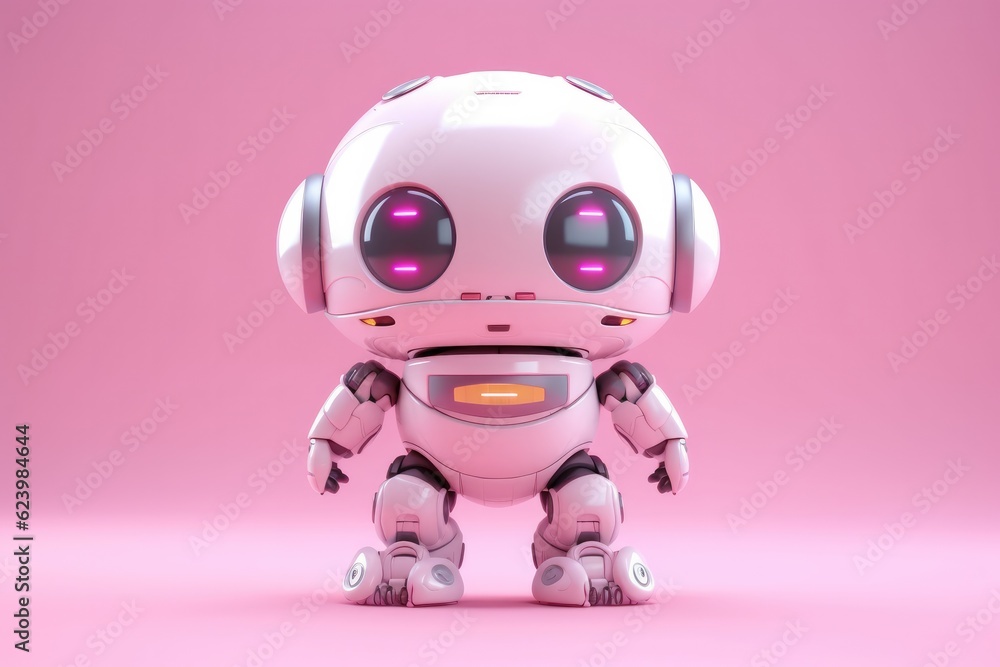 Illustration of futuristic robot isolated on pastel color background, Generative AI Illustration of futuristic robot isolated on pastel color background, Generative AI