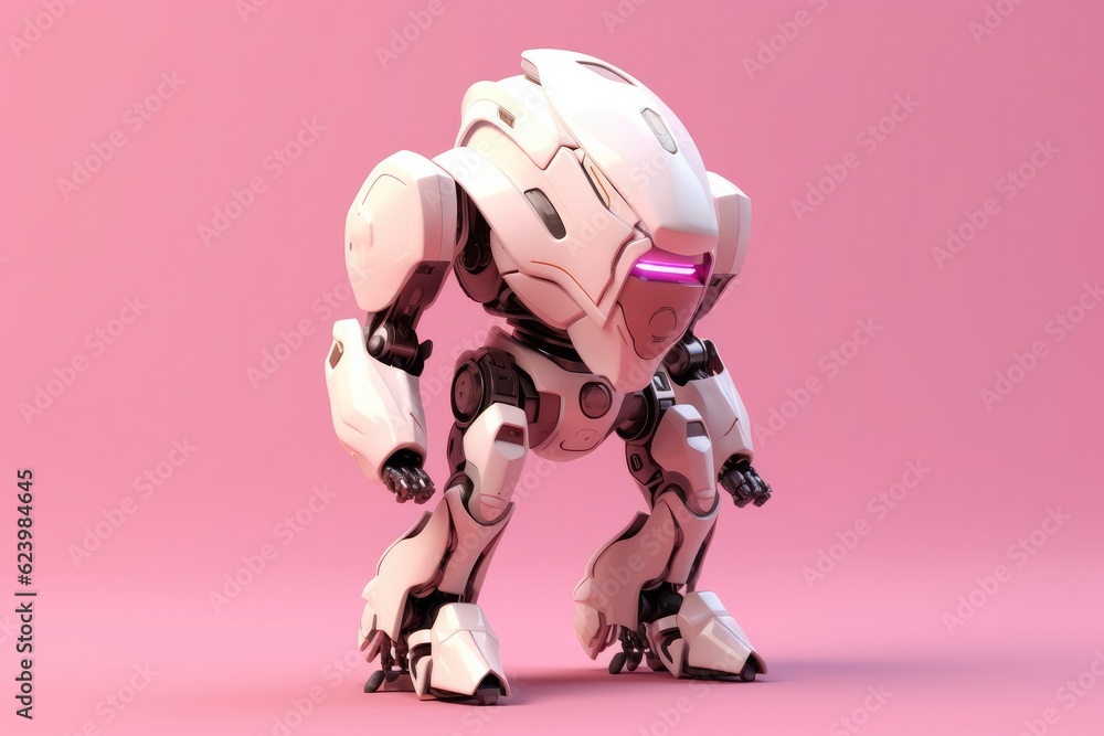 Illustration of futuristic robot isolated on pastel color background, Generative AI Illustration of futuristic robot isolated on pastel color background, Generative AI