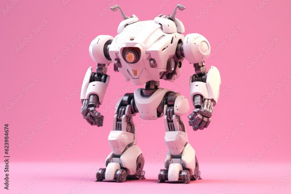 Illustration of futuristic robot isolated on pastel color background, Generative AI Illustration of futuristic robot isolated on pastel color background, Generative AI
