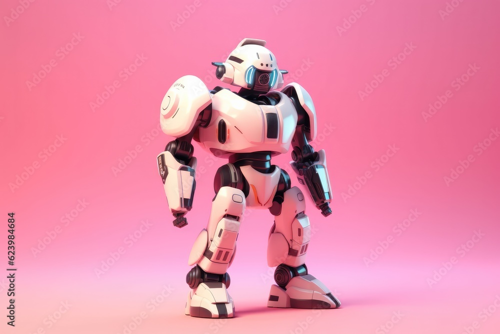 Illustration of futuristic robot isolated on pastel color background, Generative AI Illustration of futuristic robot isolated on pastel color background, Generative AI