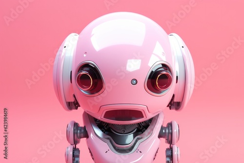 Illustration of futuristic robot isolated on pastel color background, Generative AI © tonstock