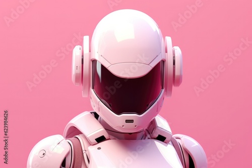 Illustration of futuristic robot isolated on pastel color background, Generative AI © tonstock