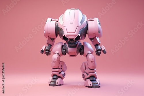 Illustration of futuristic robot isolated on pastel color background, Generative AI © tonstock
