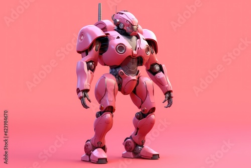 Illustration of futuristic robot isolated on pastel color background  Generative AI